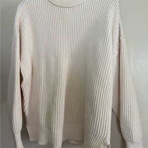 aerie Soft Cream Ribbed Crew Sweater